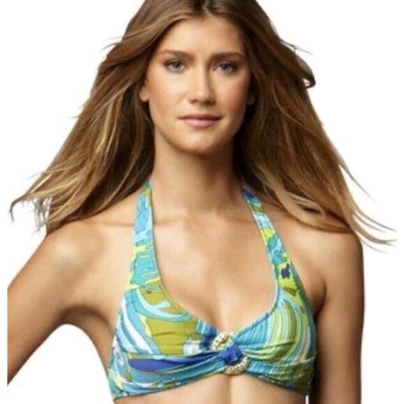 Trina Turk Bikini Swim Suit Womens 12 Bali Waves Resort Wear Colorful Gold - Picture 5 of 11